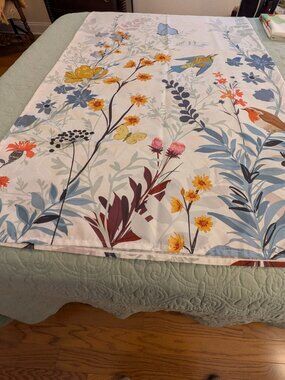 Vintage Floral Shower Curtain, with Colorful Butterflies and Birds